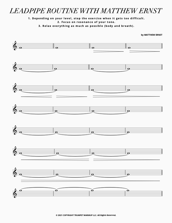 Leadpipe Routine with Matthew Ernst Trumpet Warmup